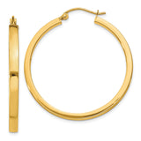 14k Yellow Gold Hoop Earrings, Classic Round High-Polish Design, Medium Lightweight Style