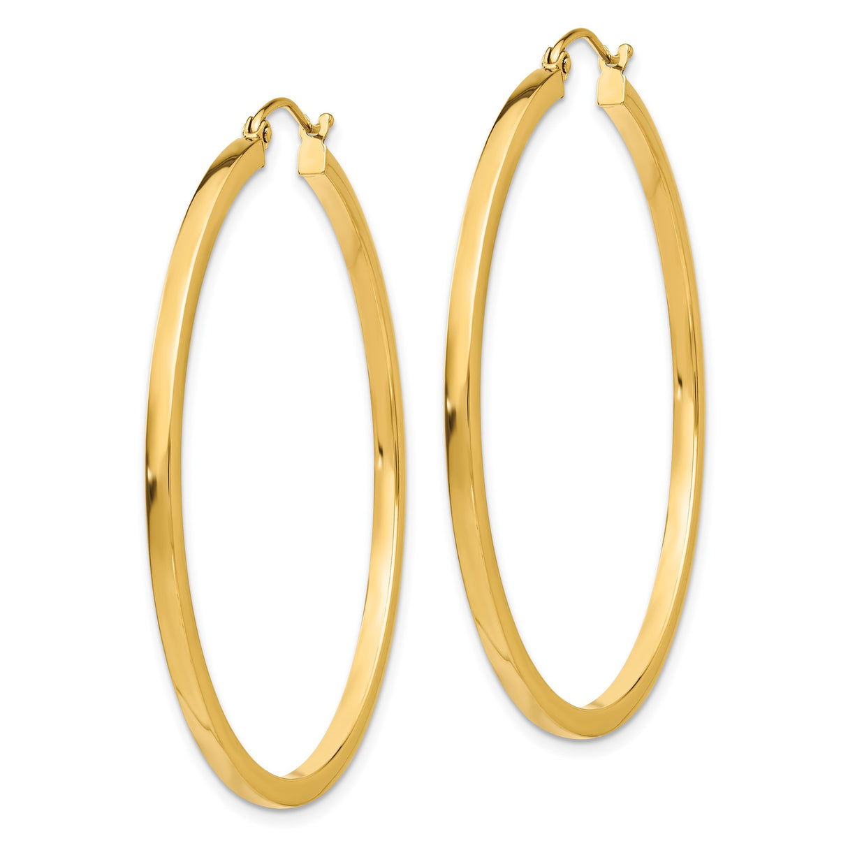 14k Yellow Gold Hoop Earrings, Classic Round Polished Minimalist Hoops for Women