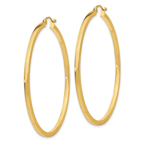 14k Yellow Gold Hoop Earrings, Lightweight Round Design with High-Polish Finish for Women