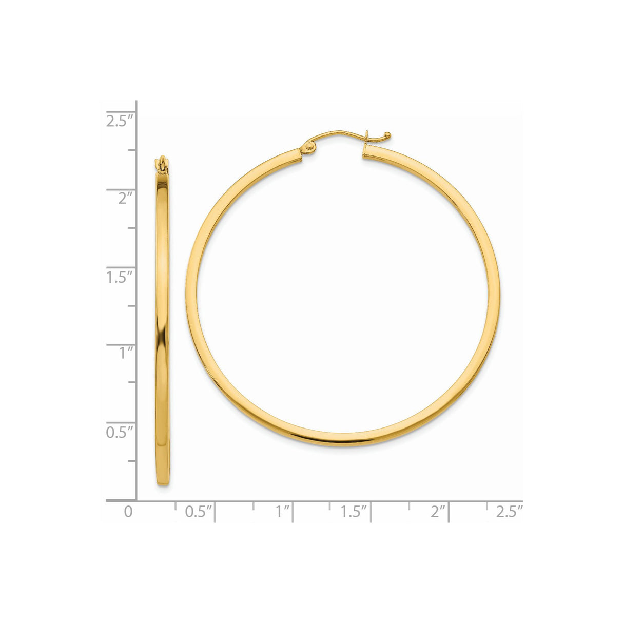 14k Yellow Gold Hoop Earrings, Lightweight Round Design with High-Polish Finish for Women