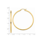 14k Yellow Gold Hoop Earrings, Lightweight Round Design with High-Polish Finish for Women