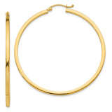 14k Yellow Gold Hoop Earrings, Lightweight Round Design with High-Polish Finish for Women