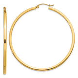 14k Yellow Gold Hoop Earrings, Lightweight Polished Round Hoops with Snap Closure, Minimalist Style
