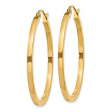 14k Yellow Gold Hoop Earrings, Polished Round Design, Lightweight and Classic Style for Women