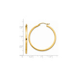 14k Yellow Gold Hoop Earrings, Polished Round Design, Lightweight and Classic Style for Women