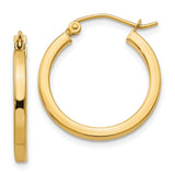 14k Yellow Gold Hoop Earrings, Classic Polished Round Design, Lightweight Minimalist Style