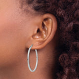 14k White Gold Hoop Earrings, Classic Round Polished Hoops with Hinged Closure