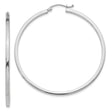 14k White Gold Hoop Earrings, Large High-Polish Round Hoops, Minimalist Lightweight Design for Women