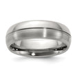 14k White Gold Mens Wedding Band Ring with Brushed Center and Polished Edges