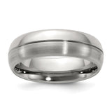 14k White Gold Mens Wedding Band Ring with Brushed Center and Polished Edges