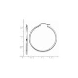 14k White Gold Hoop Earrings, Polished Minimalist Round Design, Lightweight Everyday Style