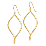 14k Yellow Gold Dangle Earrings with Open Marquise Twist Design, Lightweight Drop Style