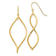14k Yellow Gold Dangle Earrings with Open Marquise Twist Design, Lightweight Drop Style