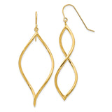 14k Yellow Gold Dangle Earrings with Open Marquise Twist Design, Lightweight Drop Style