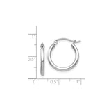 14k White Gold Hoop Earrings, Classic Polished Round Hoops with Latch Back Closure