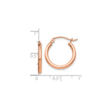 14k Rose Gold Hoop Earrings, Small Polished Round Hoops with Smooth Lightweight Tube Design