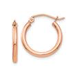 14k Rose Gold Hoop Earrings, Small Polished Round Hoops with Smooth Lightweight Tube Design