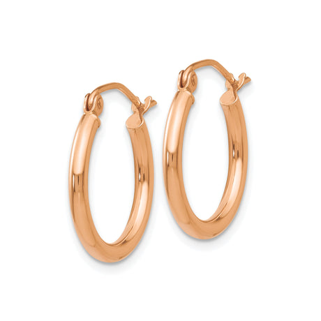 14k Yellow Gold Hoop Earrings, Classic Thin Round Design with Hinged Snap Back Closure