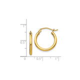 14k Yellow Gold Hoop Earrings, Classic Thin Round Design with Hinged Snap Back Closure