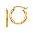 14k Yellow Gold Hoop Earrings, Classic Thin Round Design with Hinged Snap Back Closure