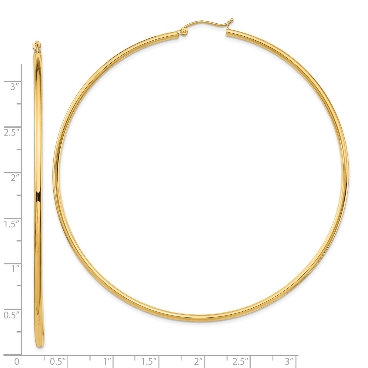 14k Yellow Gold Hoop Earrings, Classic Polished Minimalist Design for Women