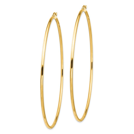 14k Yellow Gold Hoop Earrings, Classic Round Design with High Polish Finish, Lightweight Minimalist Style