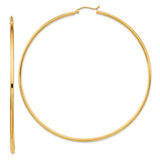 14k Yellow Gold Hoop Earrings, Classic Round Design with High Polish Finish, Lightweight Minimalist Style