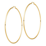 14k Yellow Gold Hoop Earrings, Large Lightweight Polished Minimalist Style for Women