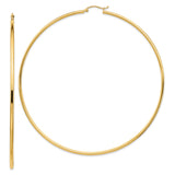 14k Yellow Gold Hoop Earrings, Large Lightweight Polished Minimalist Style for Women