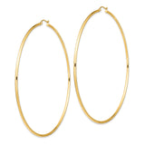 14k Yellow Gold Hoop Earrings, Large Lightweight Round Hoops with High Polish Finish