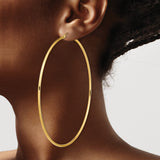 14k Yellow Gold Hoop Earrings, Large Lightweight Round Hoops with High Polish Finish