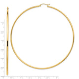 14k Yellow Gold Hoop Earrings, Large Lightweight Round Hoops with High Polish Finish