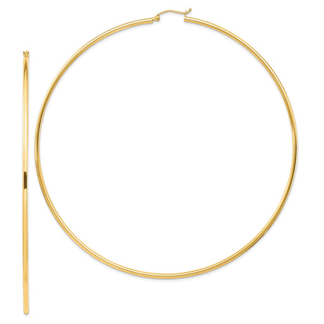 14k Yellow Gold Hoop Earrings, Thin Lightweight Round Design, Classic Minimalist Style