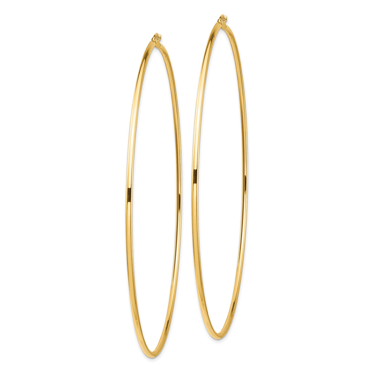 14k Yellow Gold Hoop Earrings, Thin Round High Polish Minimalist Design for Women