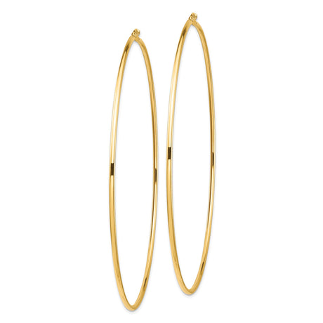 14k Yellow Gold Hoop Earrings, Thin Round High Polish Minimalist Design for Women