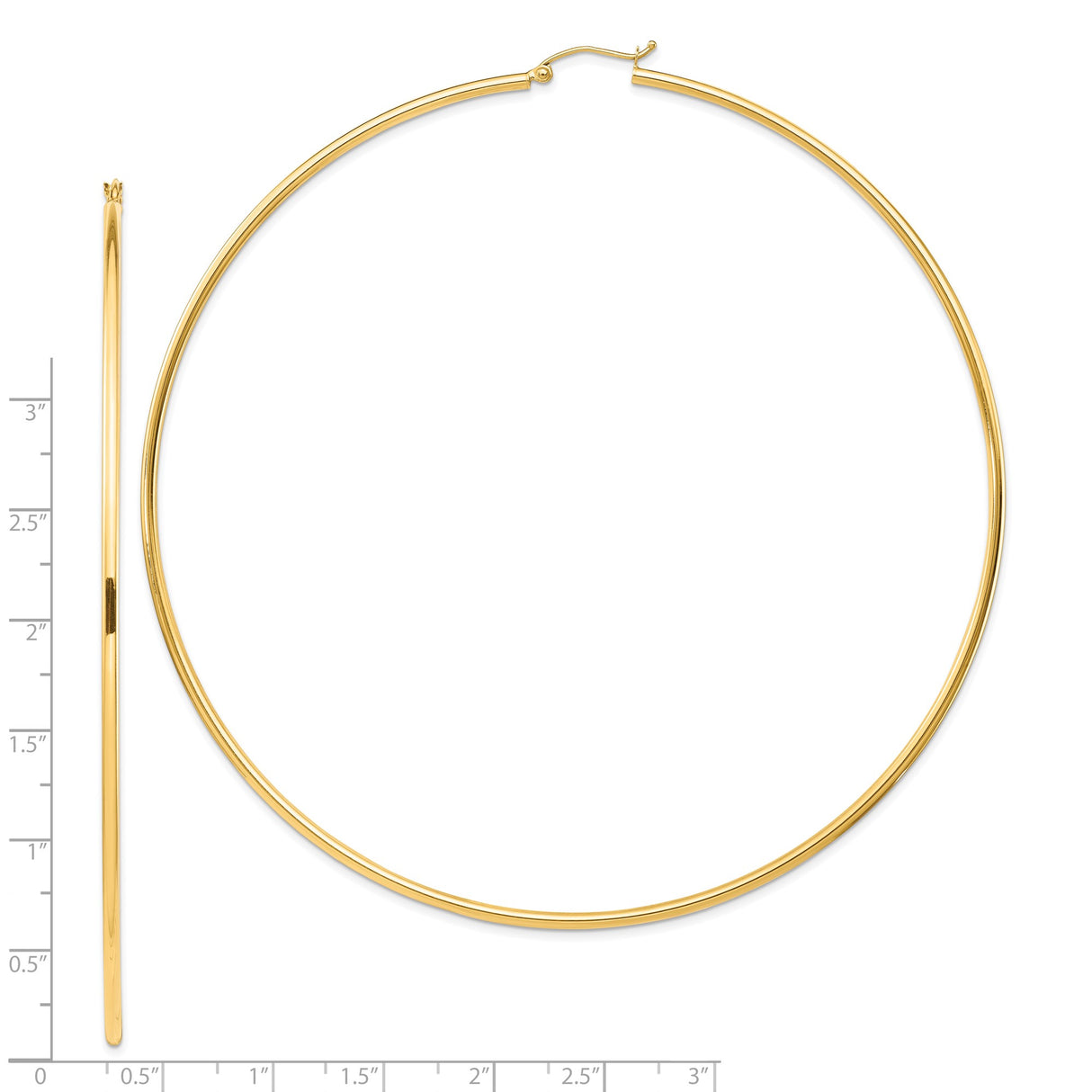 14k Yellow Gold Hoop Earrings, Thin Round High Polish Minimalist Design for Women