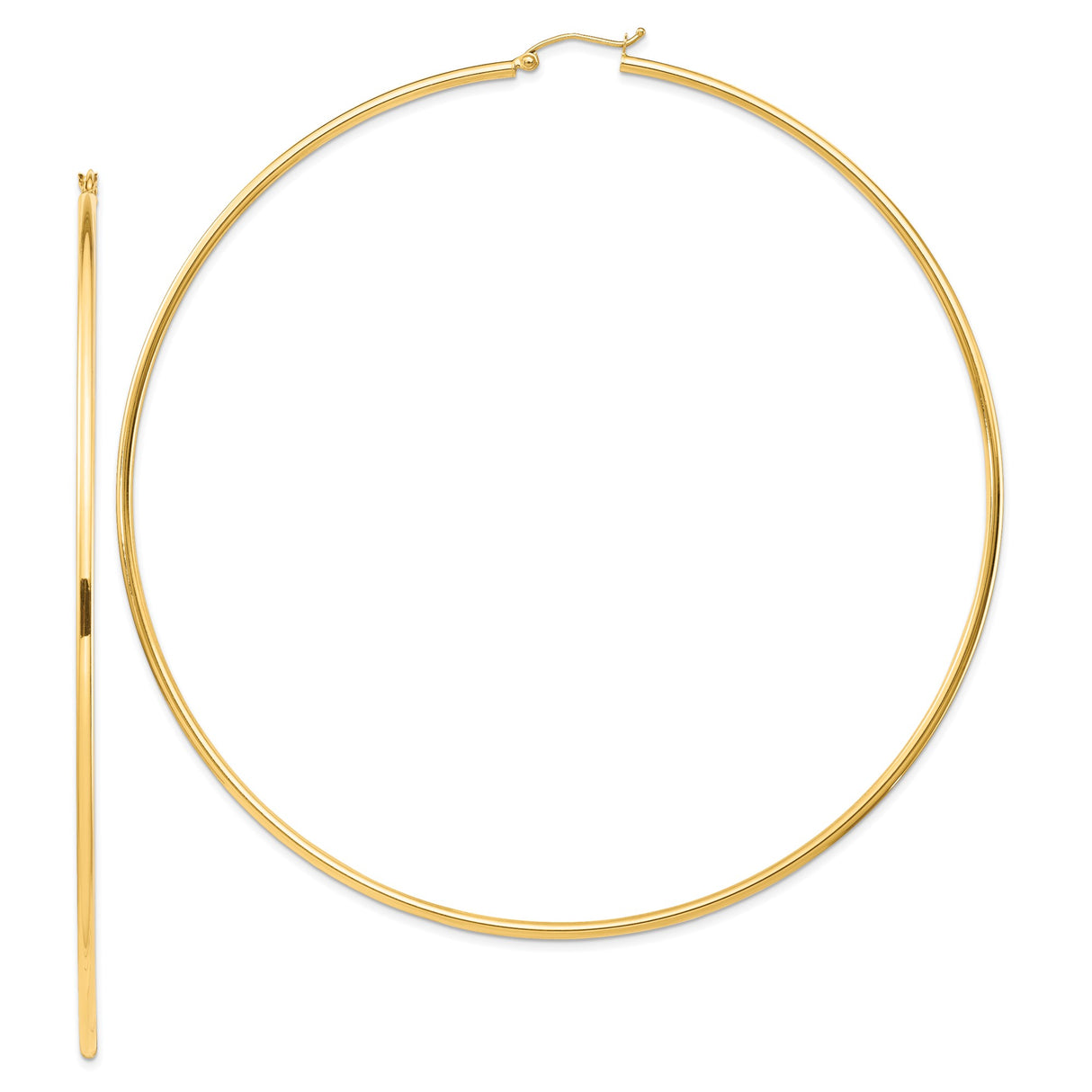 14k Yellow Gold Hoop Earrings, Thin Round High Polish Minimalist Design for Women