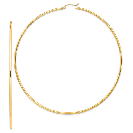 14k Yellow Gold Hoop Earrings, Thin Round High Polish Minimalist Design for Women