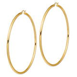 14k Yellow Gold Hoop Earrings, Classic Round Polished Design, Lightweight Everyday Jewelry