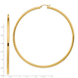 14k Yellow Gold Hoop Earrings, Classic Round Polished Design, Lightweight Everyday Jewelry