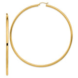 14k Yellow Gold Hoop Earrings, Classic Round Polished Design, Lightweight Everyday Jewelry