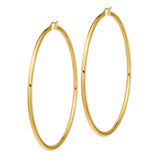 14k Yellow Gold Hoop Earrings, Large Round Polished Hoops, Minimalist Lightweight Design