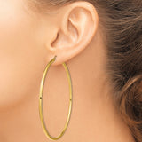 14k Yellow Gold Hoop Earrings, Large Round Polished Hoops, Minimalist Lightweight Design