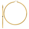 14k Yellow Gold Hoop Earrings, Large Round Polished Hoops, Minimalist Lightweight Design