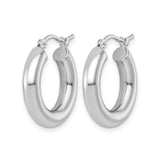 14k White Gold Hoop Earrings, Smooth Rounded Thick Design, Polished Minimalist Style