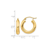14k Yellow Gold Hoop Earrings, Medium Rounded Tube Design, Polished Finish, Lightweight Jewelry