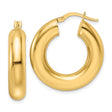 14k Yellow Gold Chunky Hoop Earrings, Smooth Polished Round Tube Design for Women