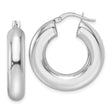 14k White Gold Chunky Hoop Earrings, Polished Rounded Tube Design, Minimalist Fashion Jewelry
