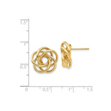 14k Yellow Gold Love Knot Stud Earrings, Polished Interwoven Design for Women