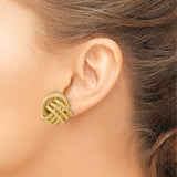 14k Yellow Gold Love Knot Stud Earrings with Textured Rope Twist Design